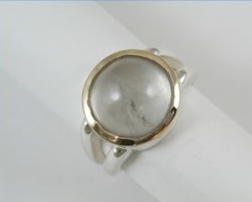 Mason County topaz cabochon ring with gold accent