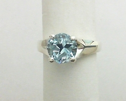 Lone star cut blue topaz and diamond 14k gold ring