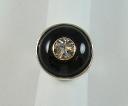 Ring - white Mason County Texas Lone Star Cut topaz in black onyx.